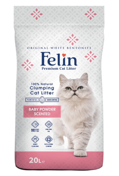 [2309] Cat litter Felin CAT White Cat Litter Baby Powder 20 L