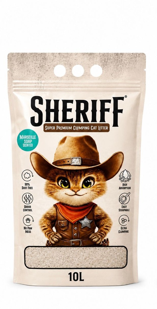 [2921] SHERIFF White Cat Litter 10 L - Marseille Soap