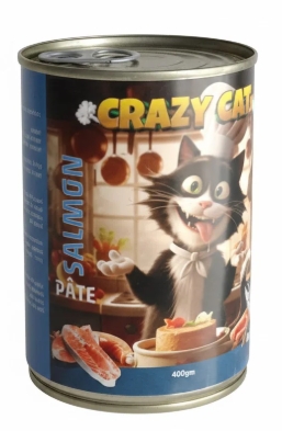 [2760] Wet Food Crazy Cat cat  Crazy Cat Can Food Pate Salmon 400 g - 24 PCS /  Packet