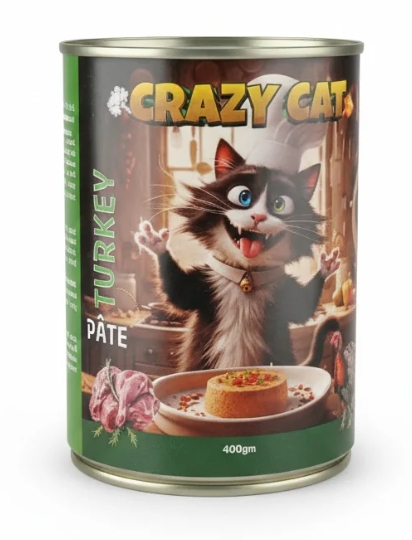[2762] Wet Food Crazy Cat cat  Crazy Cat Can Food Pate Turkey 400 g - 24 PCS /  Packet