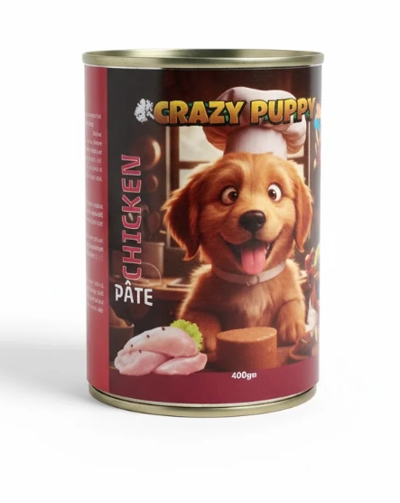 [2809] Wet Food Crazy Cat dog  Crazy Puppy Can Food Pate Chicken 400 g - 24 PCS /  Packet