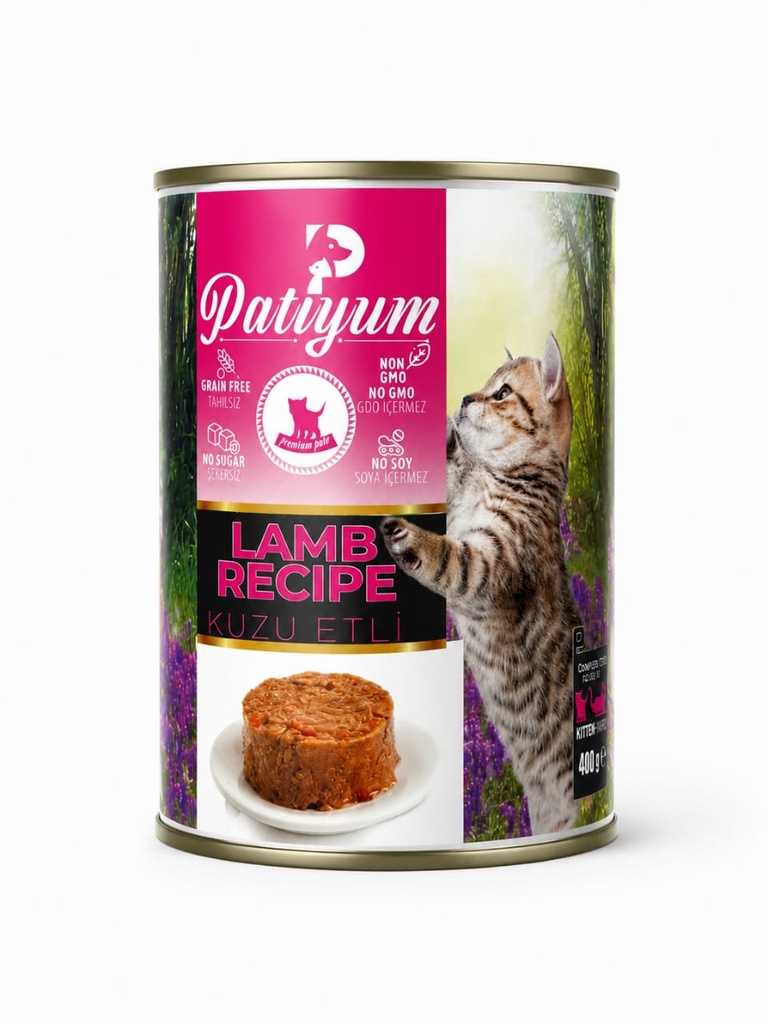 [2777] Wet Food Patiyum cat  Patiyum Cat Can Food Pate Lamb Recipe for kitten 400 g - 24 PCS /  Packet