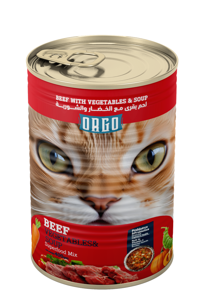 [2376] Wet Food orgo cat  Orgo Can Food For Cat Beef With Veg & Soup 400 GM - 6 PCS / Packet