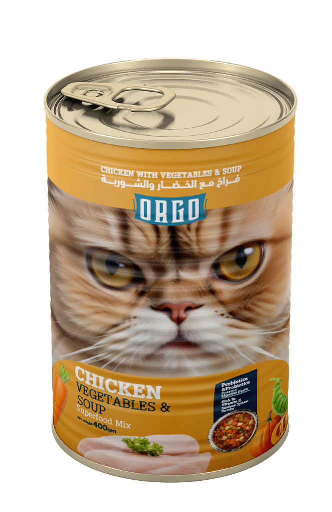 [2377] Wet Food orgo cat  Orgo Can Food For Cat Chicken With Veg & Soup 400 GM - 6 PCS / Packet