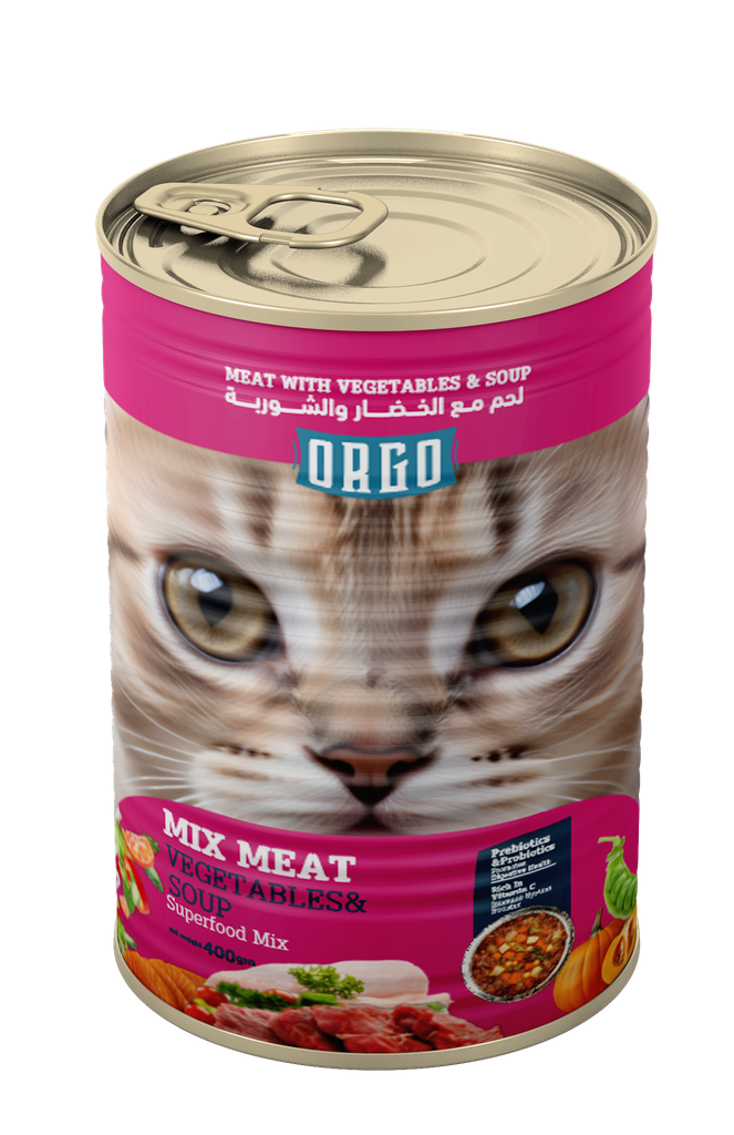 [2379] Wet Food orgo cat  Orgo Can Food For Kitten Mix Meat With Veg & Soup 400 GM - 6 PCS / Packet