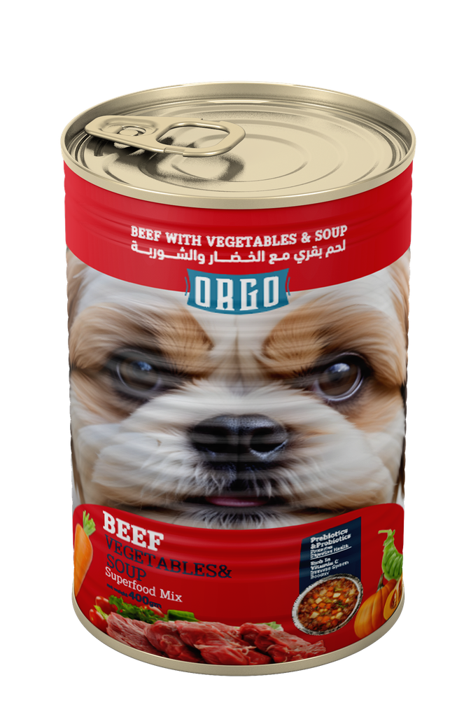 [2798] Wet Food orgo dog  Orgo Can Food For Dog Beef With Veg & Soup 400 GM - 6 PCS / Packet (Dubai)