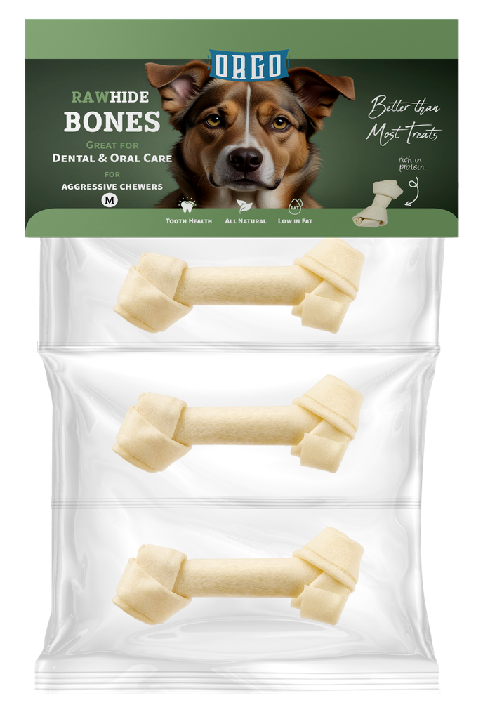 [2253] treats orgo DOG RAWHIDE BONES Dental & Oral Care - 3 pce - M