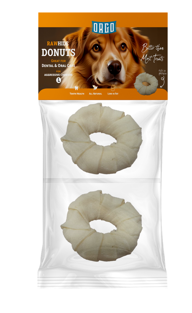 [2260] treats orgo DOG RAWHIDE DONUTS Dental & Oral Care - 2 pce - L