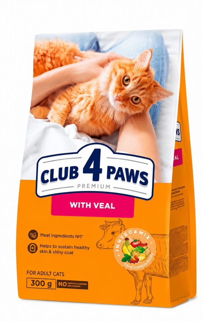 [8000022] Club 4 Paws - Dry Food - For Adult Cats - 300 gm - veal