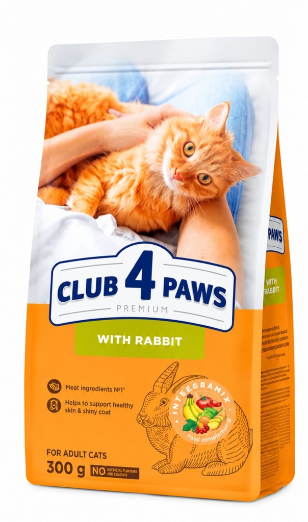 [8000024] Club 4 Paws - Dry Food - For Adult Cats - 300 gm - Rabbit