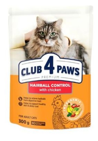 Club 4 Paws - Dry Food - For Adult Cats - 300 gm - Hairball - Chicken