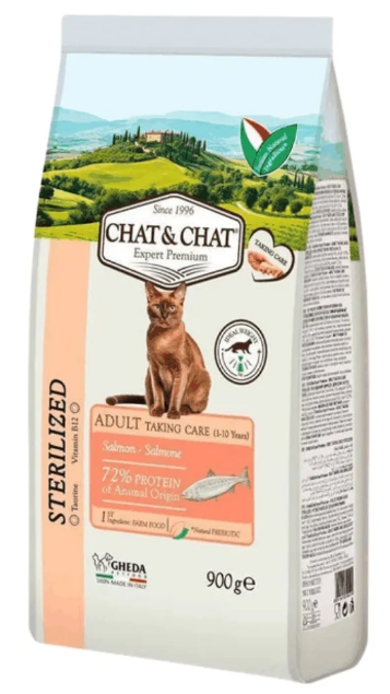 [8000030] CHAT & CHAT - For Adult Cats - Sterilized - 900 gm - With Salmon