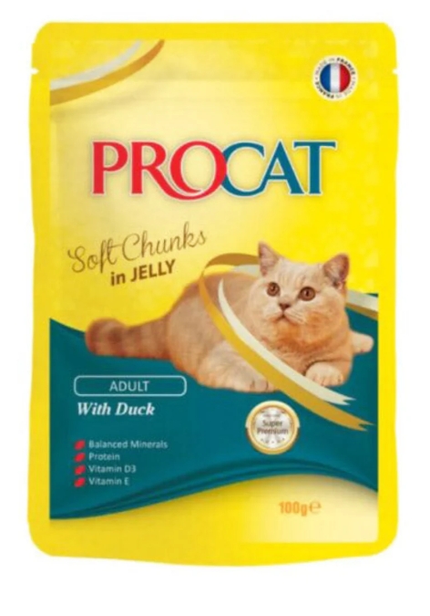 [8000033] Procat - For Adult Cats - Pouch 100 gm - With Duck