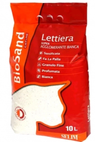 [8000042] Lettiera - Biosand - Cat Litter - 10 L - Super Agglomerante Bianca