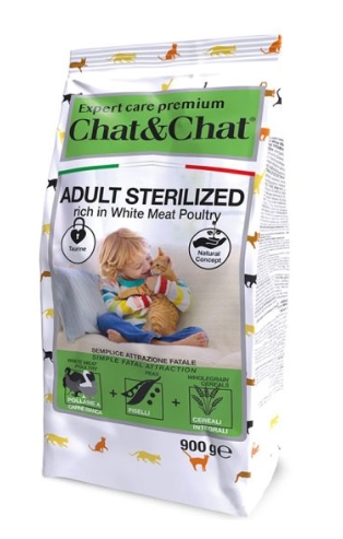 [8000052] CHAT & CHAT - For Adult Cats - Sterilized - 900 gm - With White Meat Poltry
