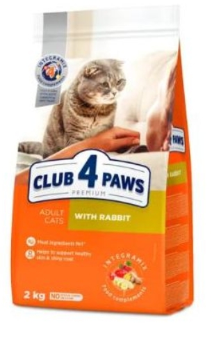 [8000065] Club 4 Paws - Dry Food - For Adult Cats - 2 Kg - Rabbit