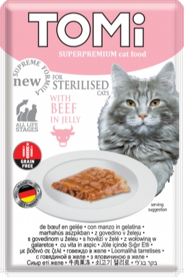 [8000075] Tomi - Cat Food - For Adult - Pouch 100 gm - Sterilised - Beef
