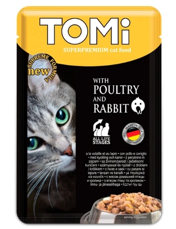 [8000077] Tomi - Cat Food - For Adult - Pouch 100 gm - Poultry & Rabbit