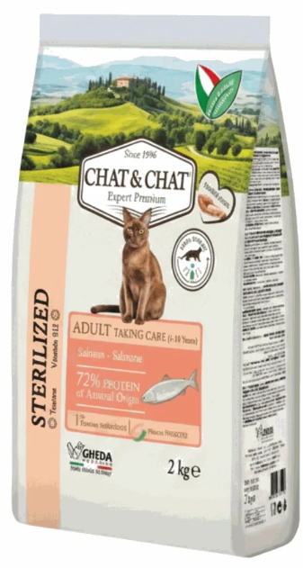 [8000091] CHAT & CHAT - For Adult Cats - 2 kg - Sterilized - Salmon pct