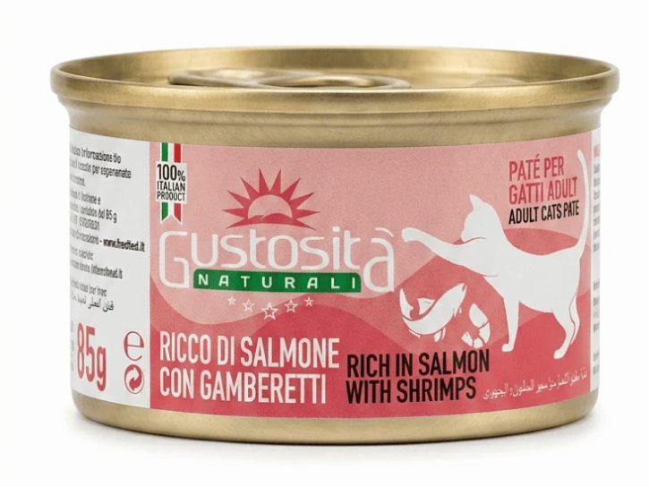 [8000127] Gustosita - Can 85 gm - For Adult Cats - Salmon & Shrimps