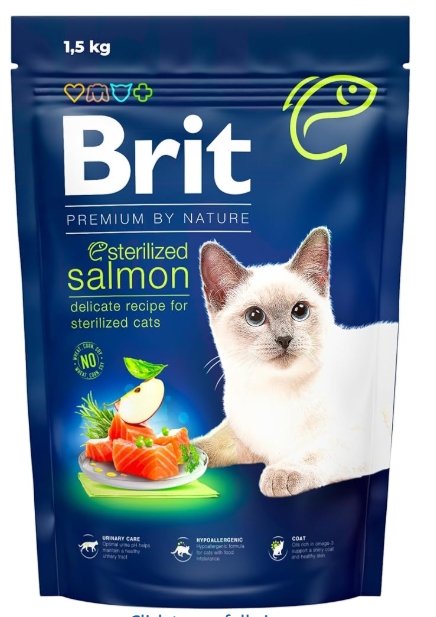 [8000144] Brit - Dry Food - For Cats - 1.5 kg - Sterilized - Salmon