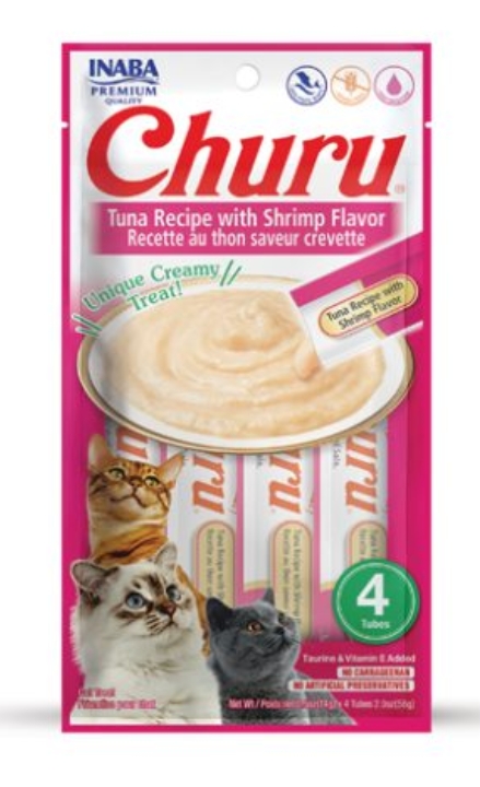 [8000200] Inaba Churu - Adult Cats - Creamy Treat - 4 Tubes - 56 g - Tuna & Shrimp