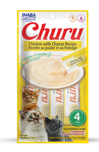 [8000202] Churu -  Adult Cats - Creamy Treat - 4 Tubes - 56 g - Chicken & Cheese