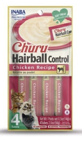 [8000209] Inaba Churu -  Adult Cats - Creamy Treat - 4 Tubes - 56 g - Hairball - Chicken