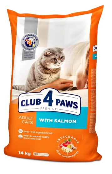 [8000224] Club 4 Paws - Dry Food - For Adult Cats - 14 Kg - Salmon