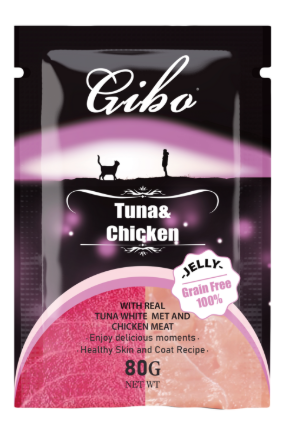 [8000305] gibo - Cat Treat - Pouch 80 gm - Jelly - Tuna & Chicken