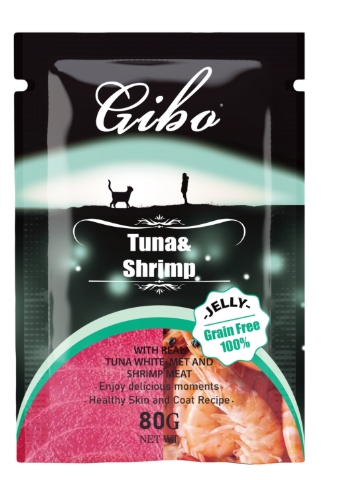 [8000306] gibo - Cat Treat - Pouch 80 gm - Jelly - Tuna & Shrimp