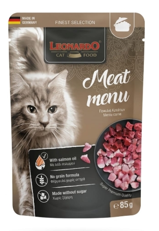 [8000309] Leonardo - Cat Treat - Pouch 85 gm - Adult - Meat Menu