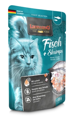 [8000311] Leonardo - Cat Treat - Pouch 85 gm - Adult - Fish & Shrimp