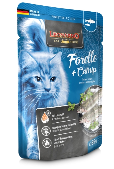 [8000314] Leonardo - Cat Treat - Pouch 85 gm - Adult - Trout & Catnip