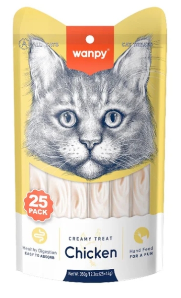 [8000333] Wanpy - Cat Creamy Treat - 14 gm - 25 Pcs - Chicken