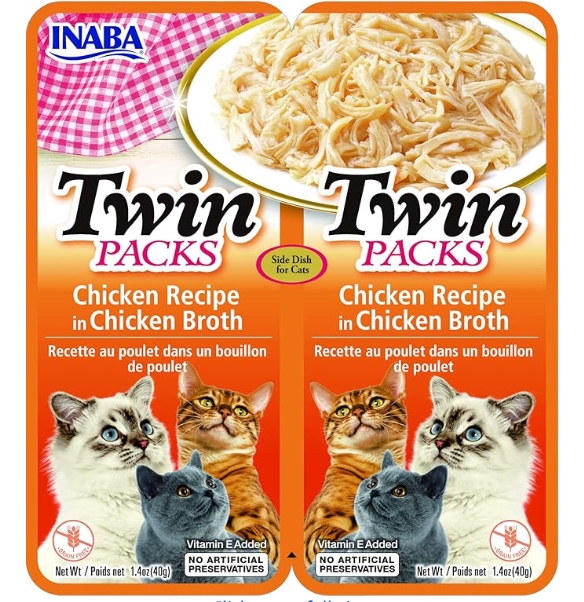 [8000380] Inaba - Cat Treats - Twin Packs - Pouch 40 gm - Chicken In Chicken Broth