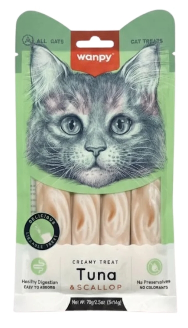 [8000447] Wanpy - Cat Treat - Cream Treat - Pouch 70 gm - With Tuna & Scallop