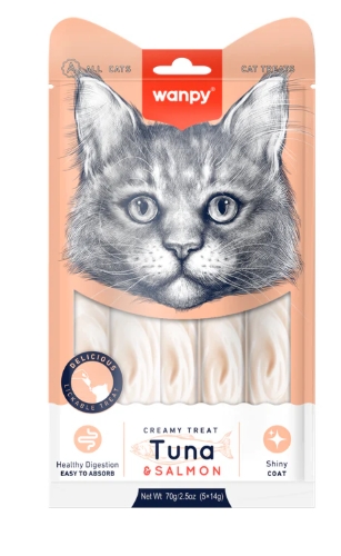 [8000449] Wanpy - Cat Treat - Cream Treat - Pouch 70 gm - With Tuna & Salmon