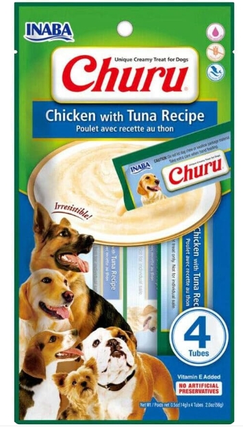 [8000747] Inaba - Churu - Dog Treats - Pouch 56 gm - Chicken With Tuna