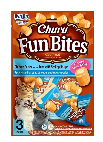 [8000750] Inaba - Churu - Fun Bites - Cat Treats - 60 gm - Tuna With Scallop Recipe