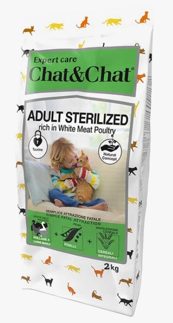 [8000852] CHAT & CHAT - For Adult Cats - Sterilized - 2 kg - With White Meat Poltry