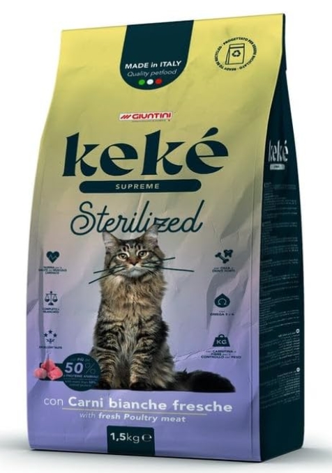 [8000854] KeKe - Dry Food - For Adult Cats - 1.5 kg - Supreme - Sterilized
