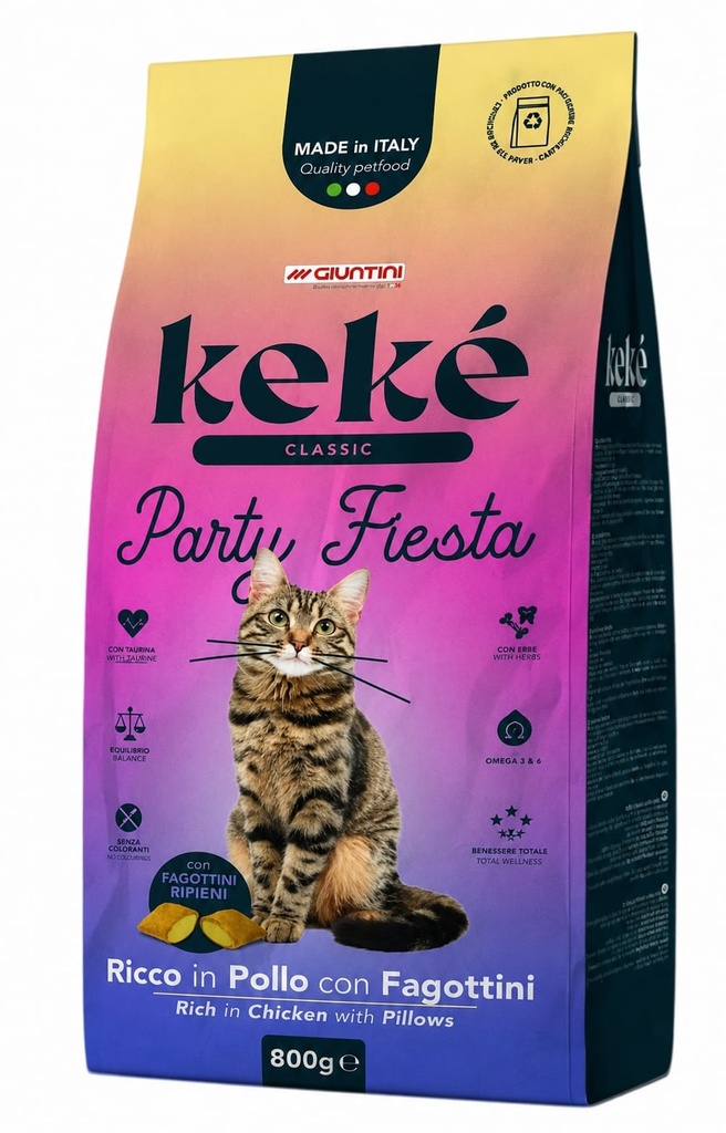[dkp-00013] KeKe - Dry Food - For Adult Cats - 800 gm - Classic - Party Fiesta