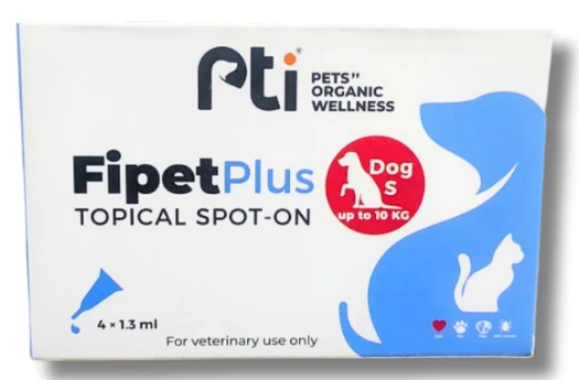 [cp-000011] Pti - Pets Organic Wellness - Fipet Plus - Spot-On - For Dogs ( S ) - Up To 10 Kg - 4*1.3 Ml