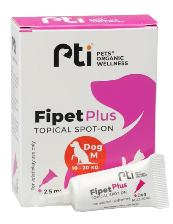 [pti-00004] Pti - Pets Organic Wellness - Fipet Plus - Spot-On - For Dogs ( M ) - 10-20 Kg - 2.5 Ml