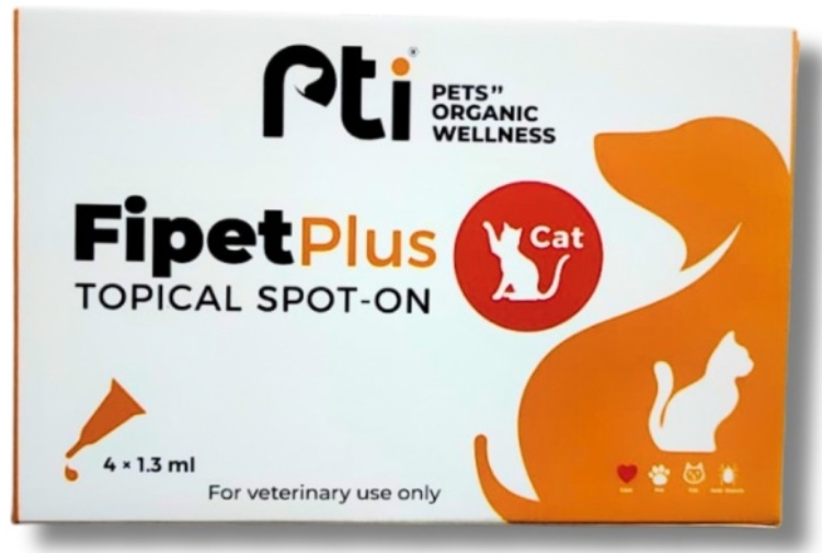 [cp-000012] Pti - Pets Organic Wellness - Fipet Plus - Spot-On - For Cats - 4*1.3 Ml