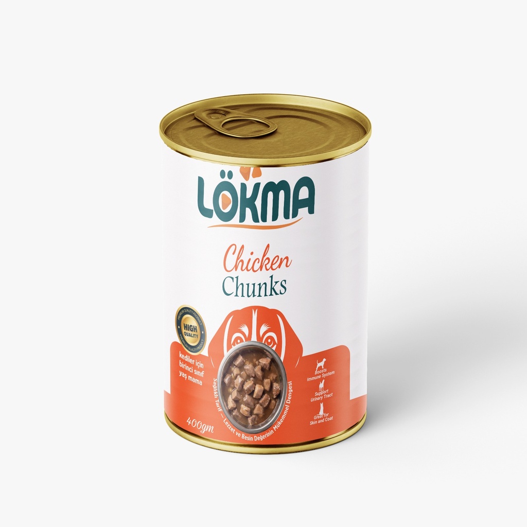[2984] Lokma Chunks Can Food For Adult Dog - Chikhen 400 GM