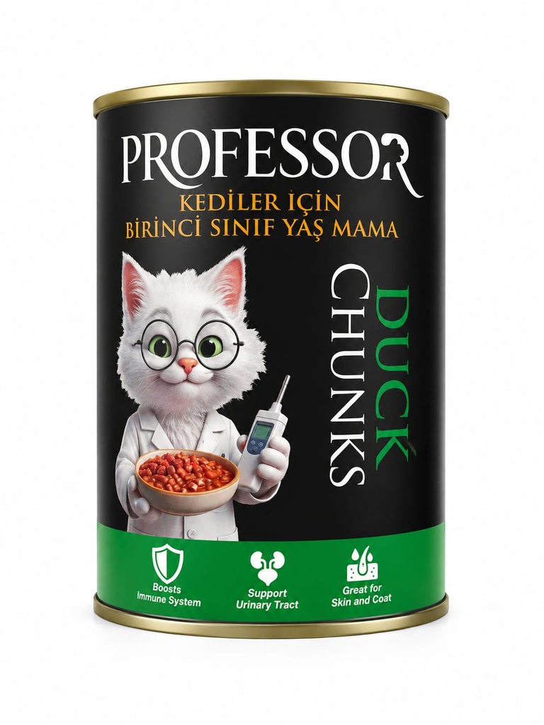 [2986] Professor Chunks Can Food For Adult Cat - Duck 400 GM