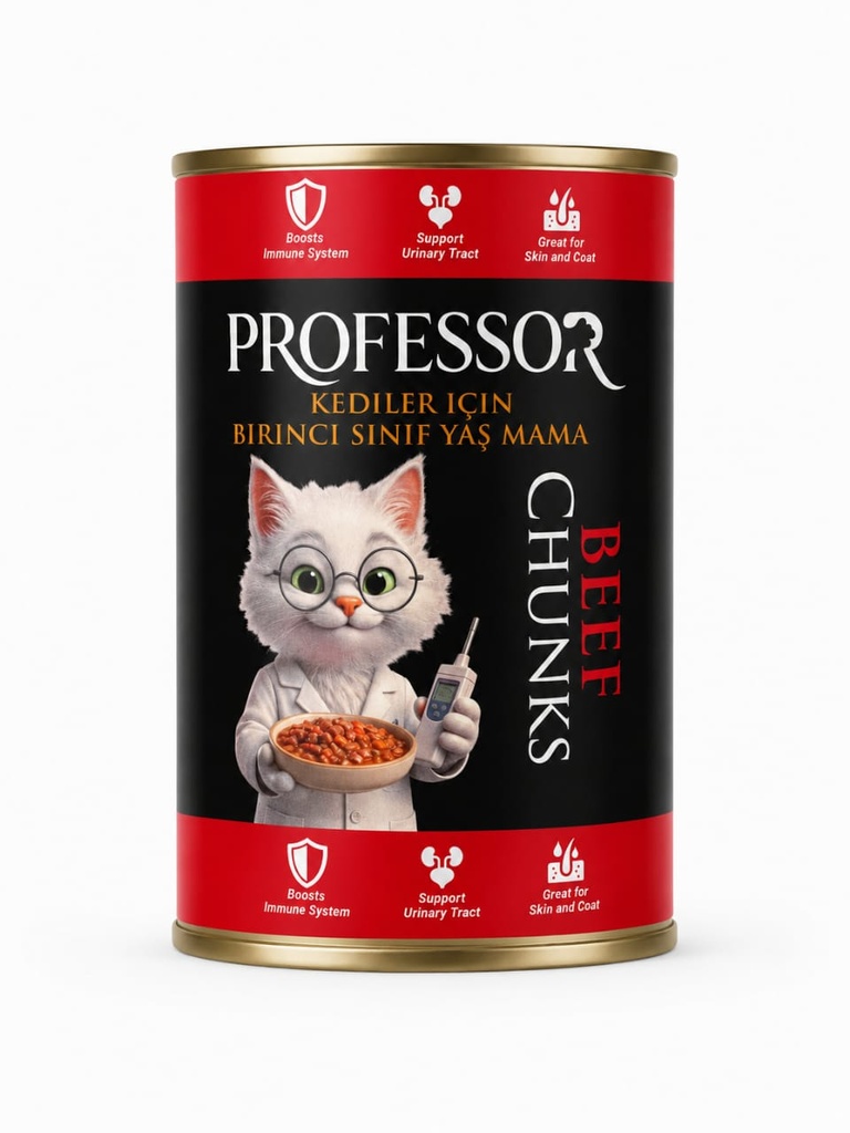 [2987] Professor Chunks Can Food For Adult Cat - Beef 400 GM