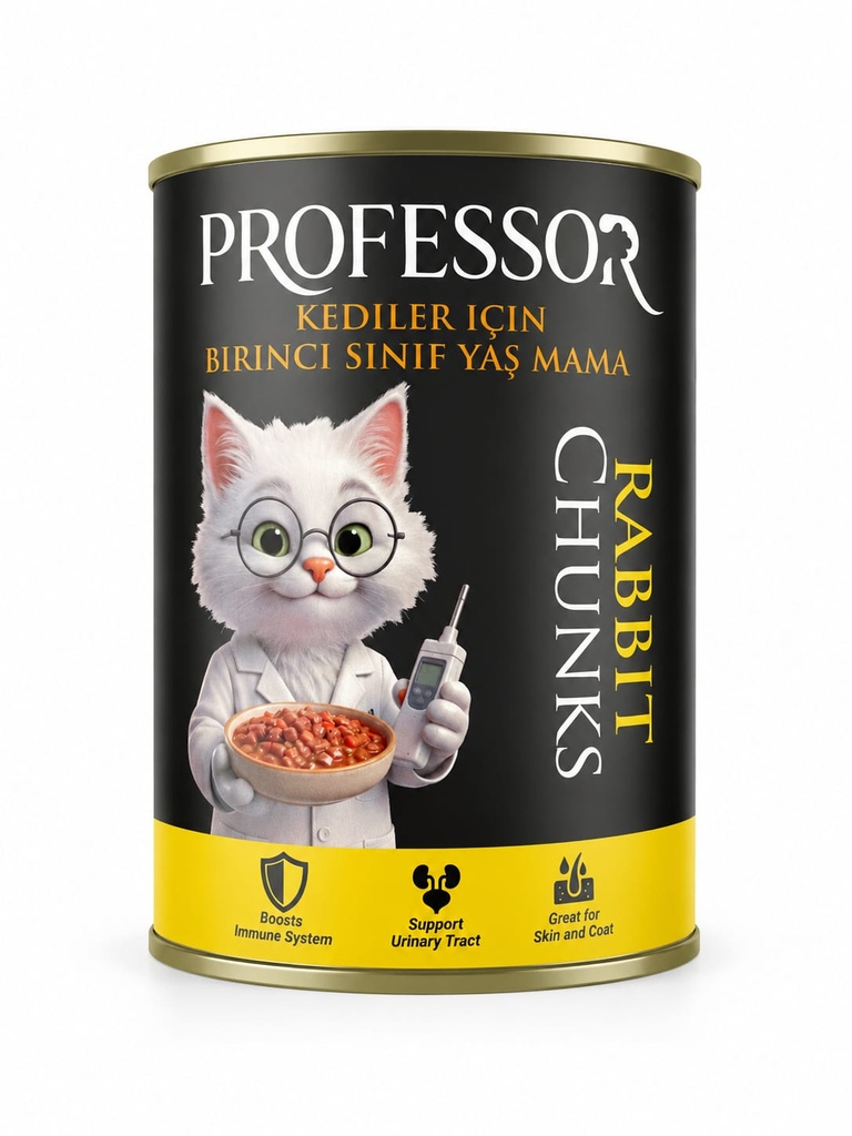 [2988] Professor Chunks Can Food For Adult Cat - Rabbit 400 GM